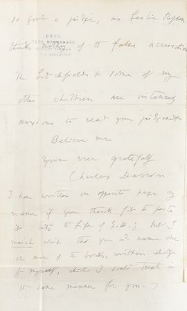 Lot #208 Charles Darwin Autograph Letter Signed and Signature in Book on Erasmus Darwin - Once the Property of Virginia Woolf - Image 5