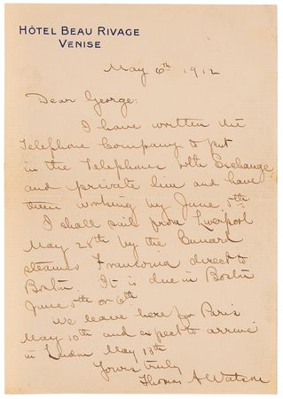 Lot #207 Alexander Graham Bell Autograph Quotation Signed and Thomas A. Watson Autograph Letter Signed - Image 4