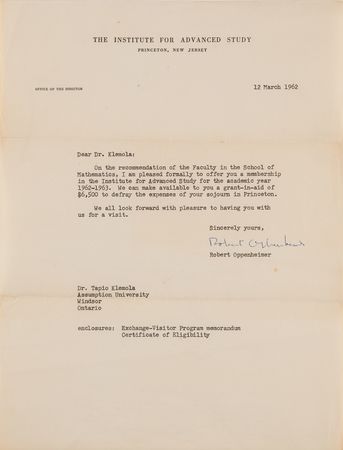 Lot #220 Robert Oppenheimer Typed Letter Signed: 