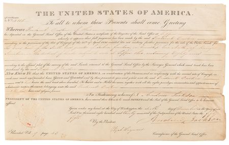 Lot #38 Andrew Jackson Document Signed - Image 1