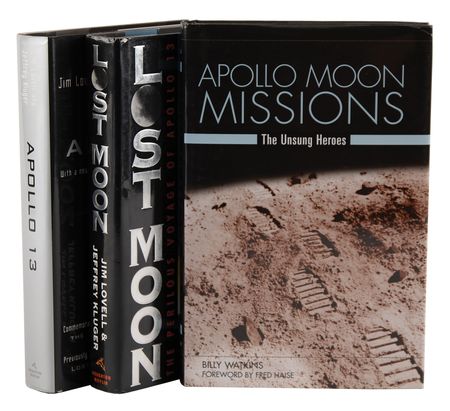 Lot #434 Apollo 13 (3) Signed Books : Lovell and Haise - Image 1