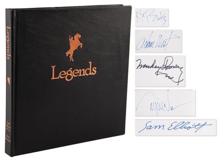 Lot #640 Western Legends Multi-Signed Book (40+) with Adam West, Mickey Rooney, Brooks and Dunn, and Sam Elliott - Image 1