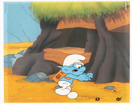 Lot #926 Brainy Smurf production cel from The Smurfs - Image 2