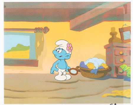 Lot #928 Vanity Smurf production cel from The Smurfs - Image 2