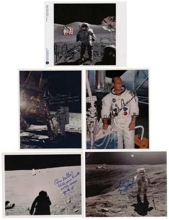 Lot #476 Moonwalkers (5) Signed Photographs -  Duke, Cernan, Conrad, Bean, Mitchell - Image 1