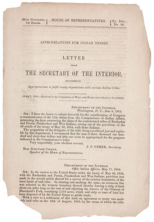 Lot #340 Native Americans: (5) Official Printings of Documents re: Treaties with the Seneca, Peoria, Shawnees, and Others - Image 4