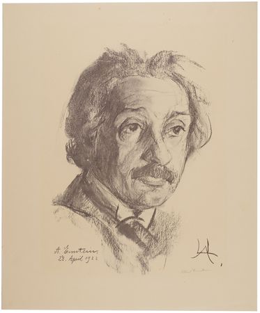 Lot #125 Albert Einstein Signed Oversized Lithograph by Lou Albert-Lasard - Front-Facing Portrait (1922) - Image 1
