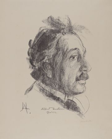 Lot #126 Albert Einstein Signed Oversized Lithograph by Lou Albert-Lasard - Profile Portrait (1922) - Image 2