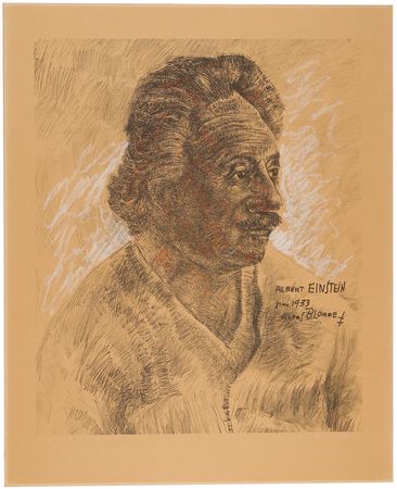 Lot #140 Albert Einstein Oversized Lithograph by Alfons Blomme (1933) - Image 1