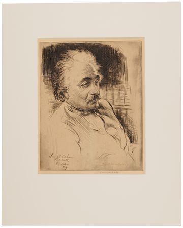 Lot #144 Albert Einstein Signed Oversized Etching by Samuel Cahan (1935) - Image 1