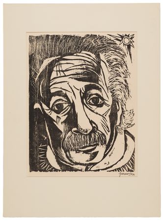 Lot #151 Albert Einstein Oversized Woodcut Print by Antonio Frasconi (1952) - Image 1