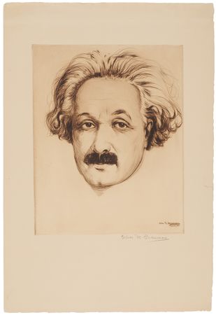 Lot #135 Albert Einstein Oversized Etching by Elias Grossman (1930) - Image 1