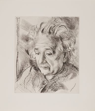 Lot #152 Albert Einstein Oversized Etching by John K. Hansegger (c. 1953) - Image 1