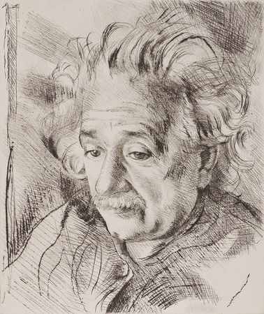 Lot #152 Albert Einstein Oversized Etching by John K. Hansegger (c. 1953) - Image 2