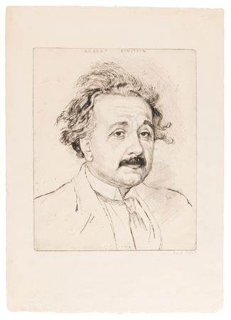 Lot #129 Albert Einstein Oversized Etching by Emil Orlik (c. 1925) - Image 1