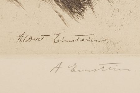 Lot #133 Albert Einstein Signed Oversized Etching by John Philipp (1929) - Image 2