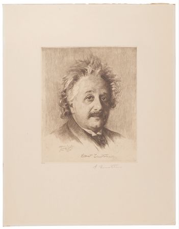 Lot #133 Albert Einstein Signed Oversized Etching by John Philipp (1929) - Image 1