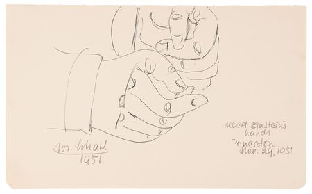 Lot #150 Albert Einstein Original Drawing by Josef Scharl (1951) - 