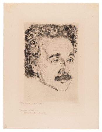 Lot #119 Albert Einstein Signed Etching by Hermann Struck (c. 1920) (Ltd. Ed. #149/150): 