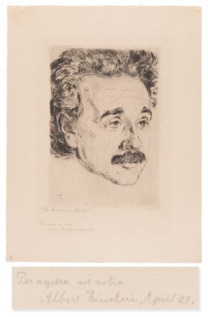 Lot #119 Albert Einstein Signed Etching by Hermann Struck (c. 1920) (Ltd. Ed. #149/150): 