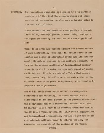 Lot #163 Albert Einstein ABC Press Release (1947): 