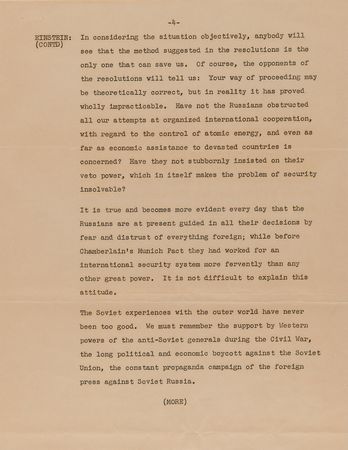Lot #163 Albert Einstein ABC Press Release (1947): 