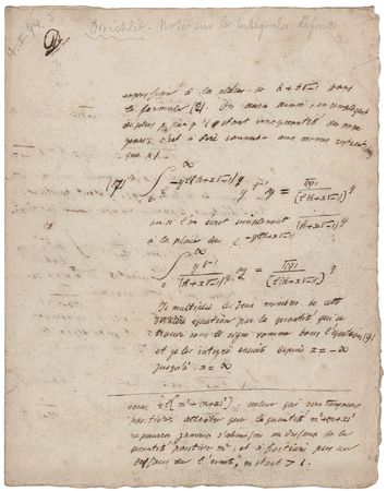 Lot #299 Peter Gustav Lejeune Dirichlet Handwritten Mathematical Manuscript for His 'Note on Definite Integrals' - Image 1
