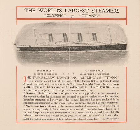 Lot #265 Titanic (4) White Star Line Pre-Launch Promotional Items (1910-1911) - Image 11