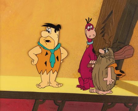 Lot #924 Fred, Dino, and Captain Caveman production cels from The Flintstones Comedy Show - Image 1