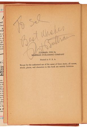 Lot #555 Gene Autry and Pat Buttram Signed Book - Gene Autry and the Thief River Outlaws - Image 3