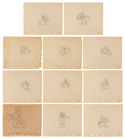 Lot #802 Donald Duck production drawings (12), most from Modern Inventions - Image 1