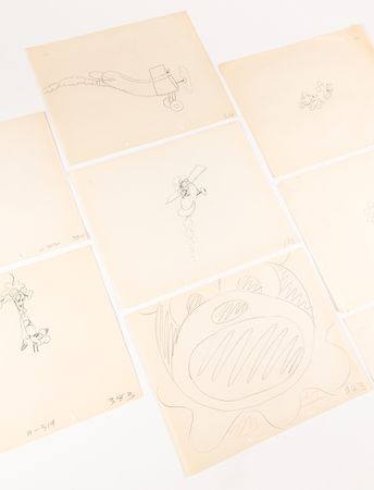 Lot #701 Mickey and Minnie Mouse production drawings (8) from Plane Crazy - Disney's First Finished Mickey Mouse Short - Image 1