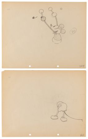Lot #707 Mickey Mouse production drawings (2) from Steamboat Willie - Image 1
