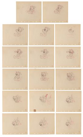 Lot #732 Figaro production drawings (17) from Pinocchio - Image 1