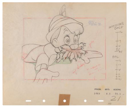 Lot #840 Pinocchio production drawing from