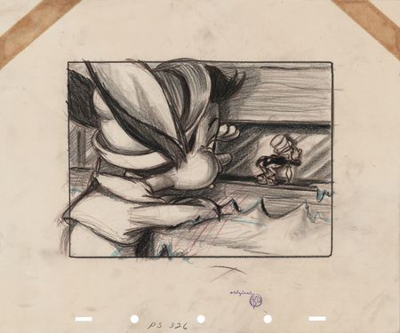 Lot #733 Pinocchio and Jiminy Cricket storyboard concept drawing from Pinocchio - Image 1