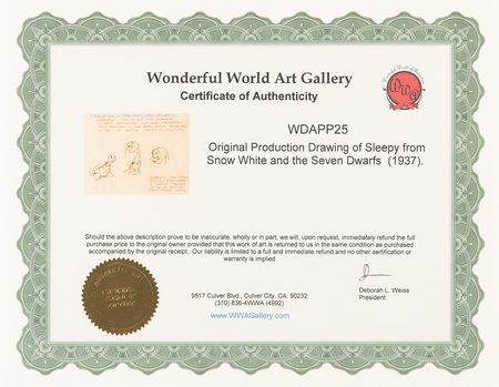 Lot #721 Snow White, Happy, Sneezy, Sleepy, and Bashful concept model drawings (5) from Snow White and the Seven Dwarfs - Image 8