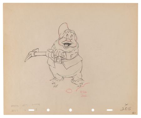 Lot #718 Sneezy, Bashful, Happy, Grumpy, and Doc production drawings (5) from Snow White and the Seven Dwarfs - Image 6