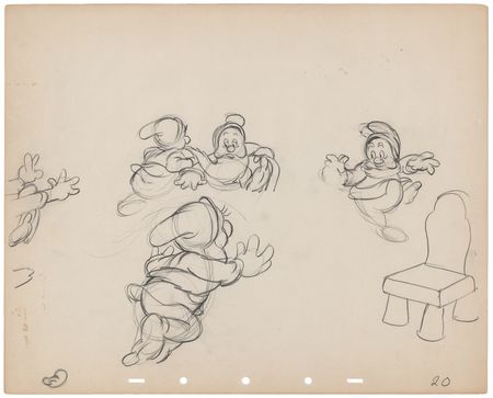 Lot #711 Dwarfs rough production drawings (12) from Snow White and the Seven Dwarfs - Dance Sequence Inside the Cottage - Image 11