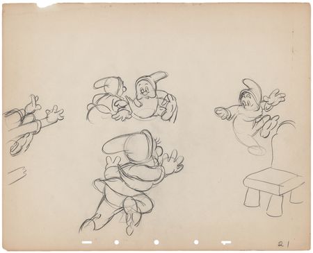 Lot #711 Dwarfs rough production drawings (12) from Snow White and the Seven Dwarfs - Dance Sequence Inside the Cottage - Image 12