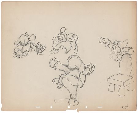 Lot #711 Dwarfs rough production drawings (12) from Snow White and the Seven Dwarfs - Dance Sequence Inside the Cottage - Image 15