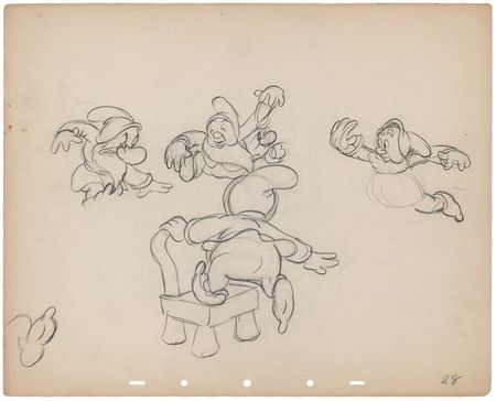 Lot #711 Dwarfs rough production drawings (12) from Snow White and the Seven Dwarfs - Dance Sequence Inside the Cottage - Image 16