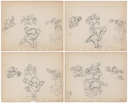 Lot #711 Dwarfs rough production drawings (12) from Snow White and the Seven Dwarfs - Dance Sequence Inside the Cottage - Image 4