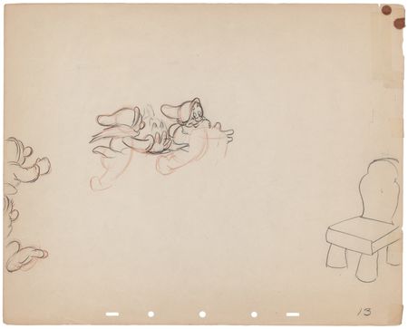 Lot #711 Dwarfs rough production drawings (12) from Snow White and the Seven Dwarfs - Dance Sequence Inside the Cottage - Image 7