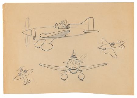 Lot #787 Ken Hultgren and Disney Animation Studio Artists (15) Original Drawings of Animals, Planes, and Settings - Image 2