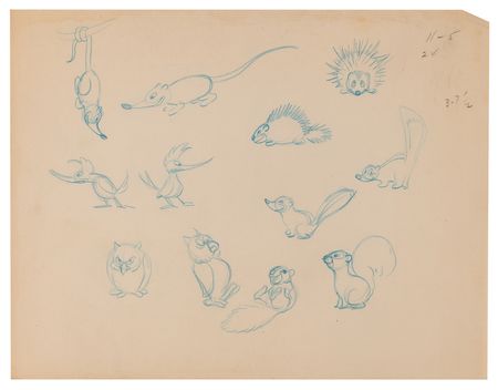 Lot #787 Ken Hultgren and Disney Animation Studio Artists (15) Original Drawings of Animals, Planes, and Settings - Image 9