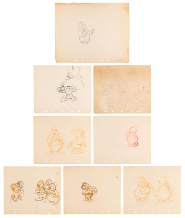 Lot #716 Dwarfs rough production drawings (8) from Snow White and the Seven Dwarfs - Image 1