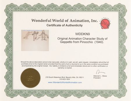 Lot #838 Pinocchio and Geppetto rough character study concept drawings (2) from Pinocchio - Image 4