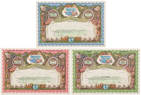 Lot #356 Ringling Bros. and Barnum & Bailey (3) Stock Certificates - Image 1