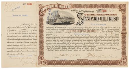 Lot #108 Henry M. Flagler and William Rockefeller, Jr. Signed 'Standard Oil Trust' Stock Certificate - Image 1
